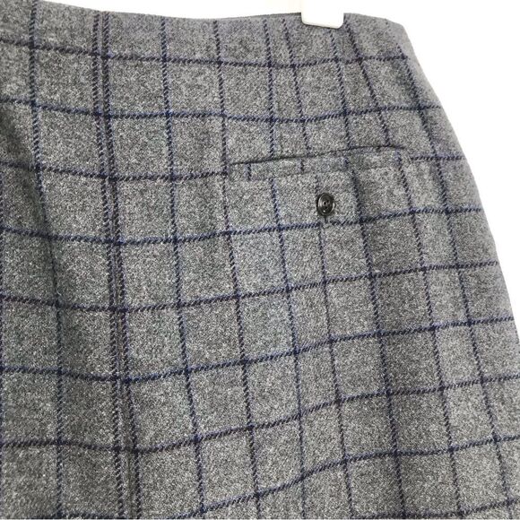 Madewell Gray Wool Navy Blue Windowpane Grid Patch Pocket Button Mini Skirt - Picture 12 of 16